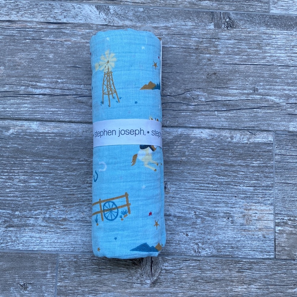 NEW Muslin Swaddle Blanket Cowboy/Western
